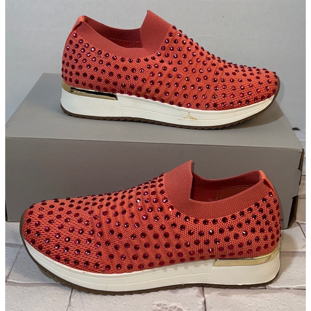 Kenneth Cole Reaction Cameron Jewel Jogger Sunset Coral Rhinestone Sneaker 6.5 - Picture 3 of 12